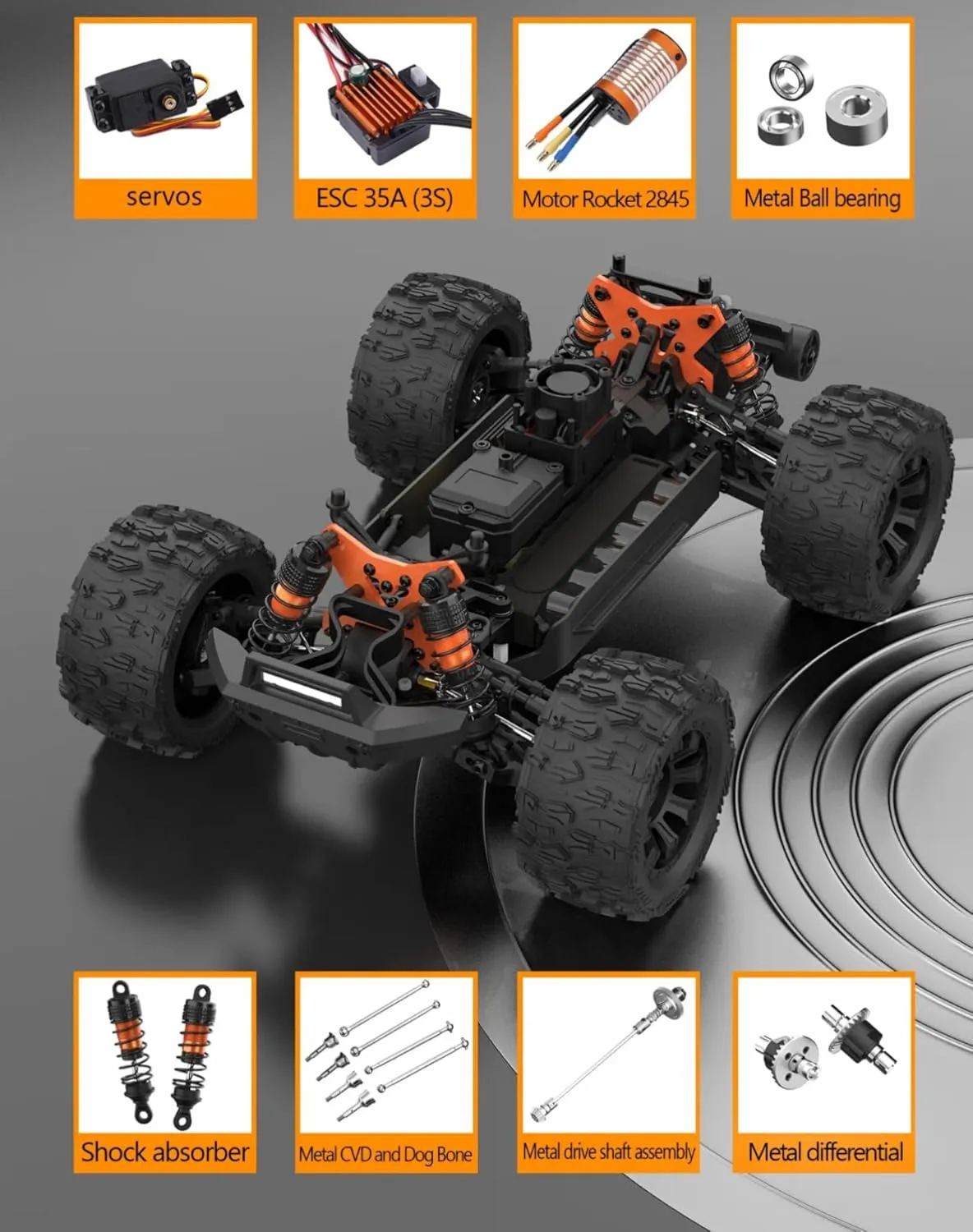 1: 14 RC Racing Car,Equipped with 2 3S Rechargeable Batteries,4WD 80km/h,Brushless Motor 2.4G Remote Control,High-Speed Off-Road RC Truck (PT14R Purple)