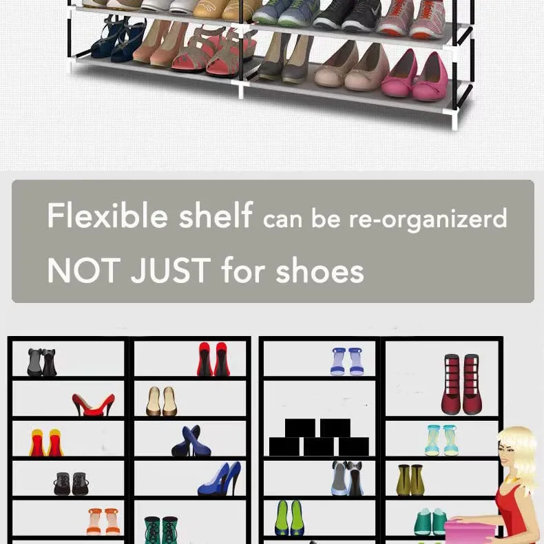 12 Tier Shoe Rack Shoe Organizer Shelf with Double dustproof cover, Spacious Shoe Storage Cabinet