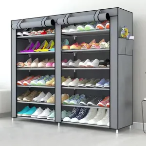 12 Tier Shoe Rack Shoe Organizer Shelf with Double dustproof cover, Spacious Shoe Storage Cabinet