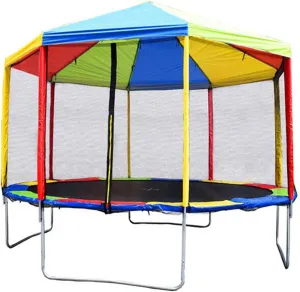 14FT Outdoor Trampoline Sun Shade Cover, Colorful Oxford Fabric Canopy Tent for UV Protection, Kids Play, Backyard Fun, Weather Resistant, Easy Install