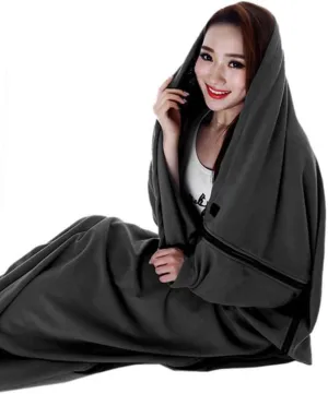 180x82cm Sleeping Bag Liner - Sleeping Bag Liner with Drawstring Hood Cold Weather Camping Blanket Sleeping Sack for Camping Bed Travel Gear