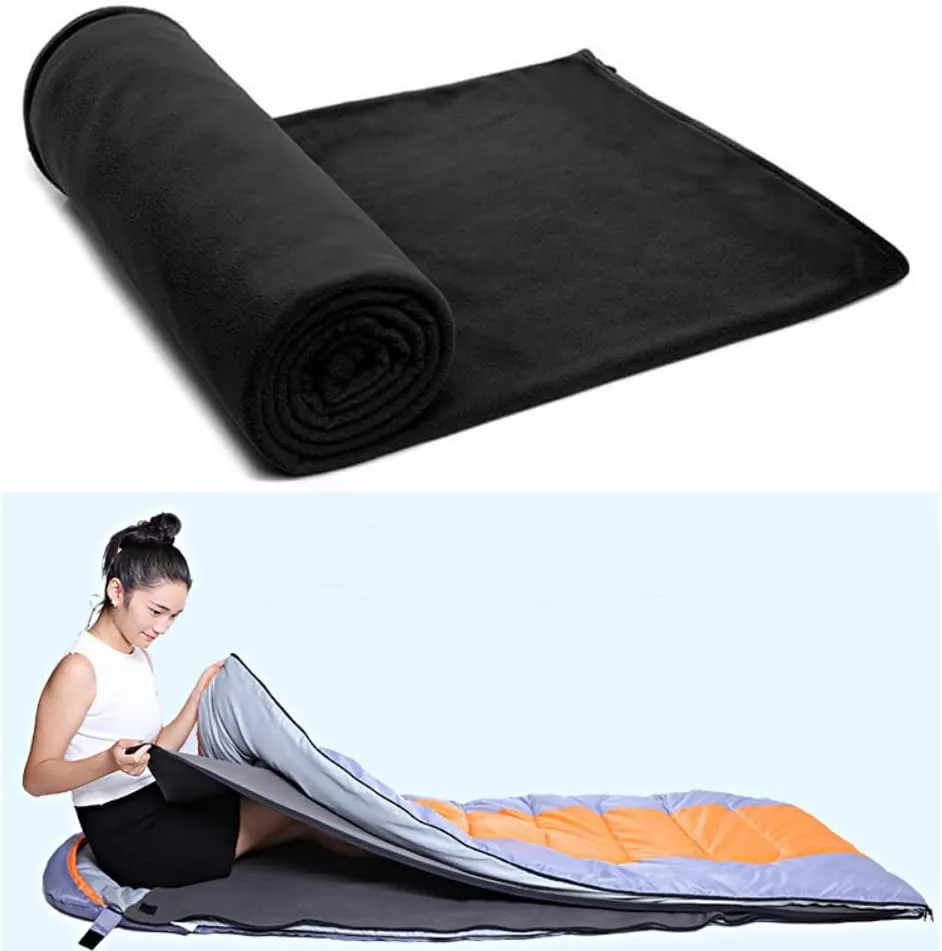 180x82cm Sleeping Bag Liner - Sleeping Bag Liner with Drawstring Hood Cold Weather Camping Blanket Sleeping Sack for Camping Bed Travel Gear