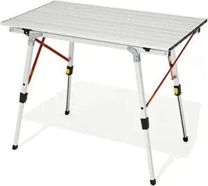 2-6 Person Camping Table, Adjustable Height, Track-Type Lightweight Picnic Table Portable Outdoor Folding Table for Hiking, Backpacking, and Fishing(White,Style 1)