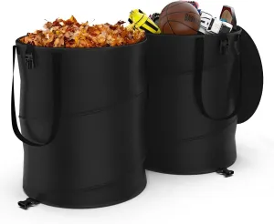 2-Pack 24-Gallon Collapsible Pop-Up Trash Cans – Durable 600D Oxford Cloth Waste Bags for Camping, RV, and Gardening (Black)