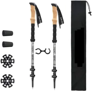 2 Pack Carbon Fiber Trekking Poles – Collapsible and Telescopic Walking Sticks with Natural Cork Handle and Extended Grips, Ultralight Hiking Poles for Backpacking, Camping