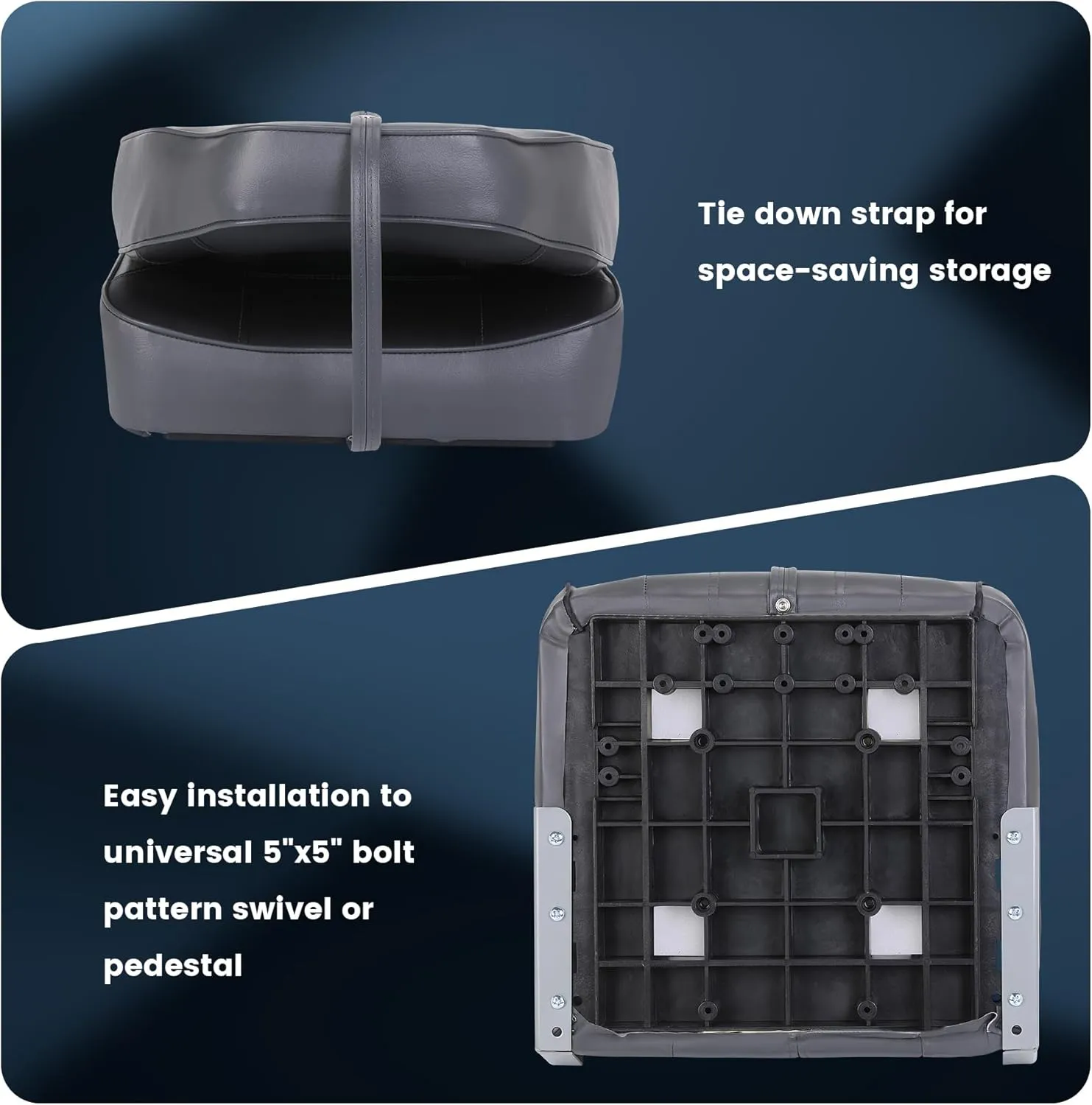 2 Pack Folding Boat Seats, High Back Fishing Boat Seat, Comfortable Boat Chairs with Thick Sponge Padding and Hinge for Sightseeing Boat, Speedboat