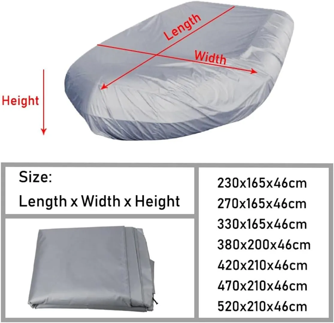 210D Inflatable Boat Cover UV Waterproof Cover Resistant Inflatable Dinghy Boat Cover Protective Case Dustproof Kayak Oxford Cloth Waterproof Cover 7~17ft,Gray,10~11ft