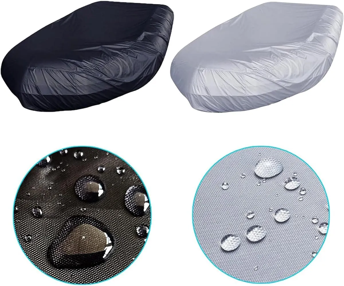 210D Inflatable Boat Cover UV Waterproof Cover Resistant Inflatable Dinghy Boat Cover Protective Case Dustproof Kayak Oxford Cloth Waterproof Cover 7~17ft,Gray,10~11ft