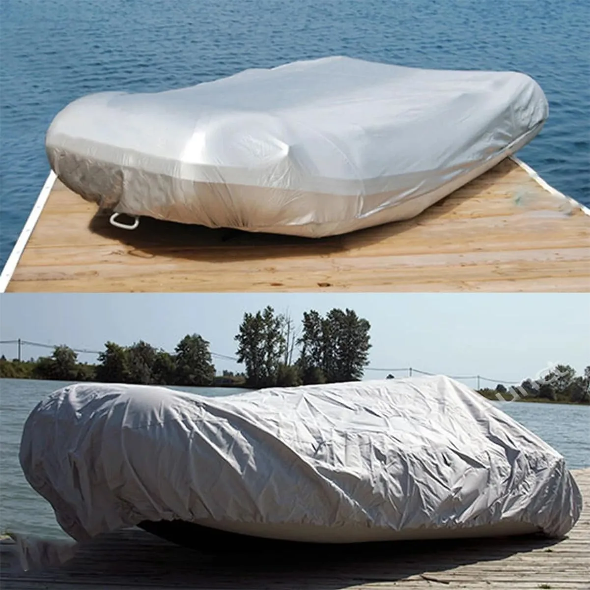210D Inflatable Boat Cover UV Waterproof Cover Resistant Inflatable Dinghy Boat Cover Protective Case Dustproof Kayak Oxford Cloth Waterproof Cover 7~17ft,Gray,10~11ft