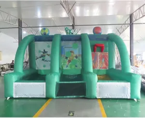 3-in-1 Inflatable Basketball Football Dart Tossing Carnival Sport Game Toys with Blower and Game Accessories (F)
