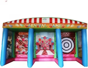 3-in-1 Inflatable Basketball Football Dart Tossing Carnival Sport Game Toys with Blower and Game Accessories (G)