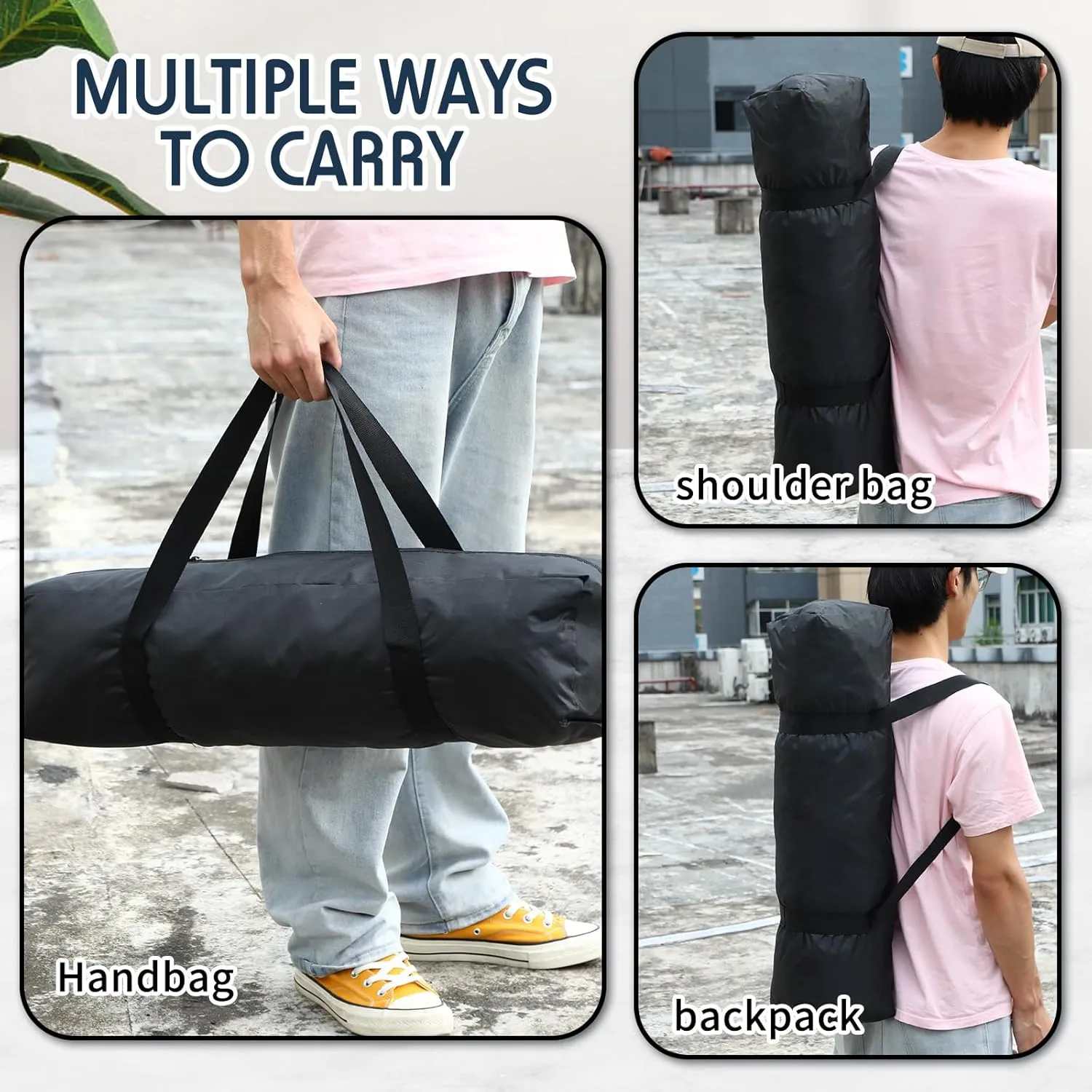 3 Pcs Tripod Carrying Case Bag Water Resistant Durable Lightweight Multifunctional Tripod Carrying Case with Heavy Duty Suit for Tent, Fishing Pole, Lights, Speakers, Cameras(Black,28 Inch)