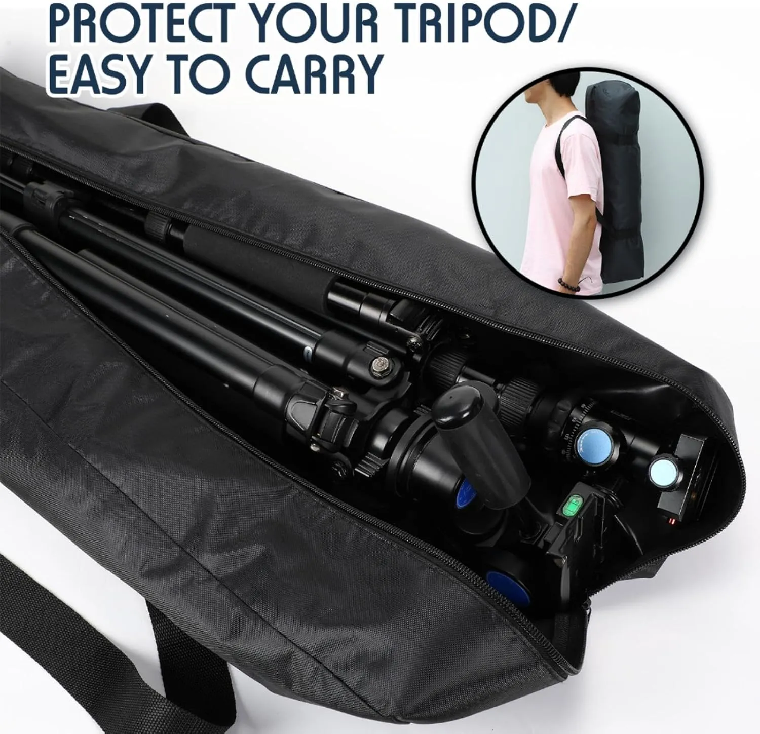 3 Pcs Tripod Carrying Case Bag Water Resistant Durable Lightweight Multifunctional Tripod Carrying Case with Heavy Duty Suit for Tent, Fishing Pole, Lights, Speakers, Cameras(Black,28 Inch)