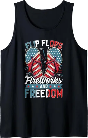 4th Of July Beach Flip Flops Fireworks & Freedom Party Swag Tank Top