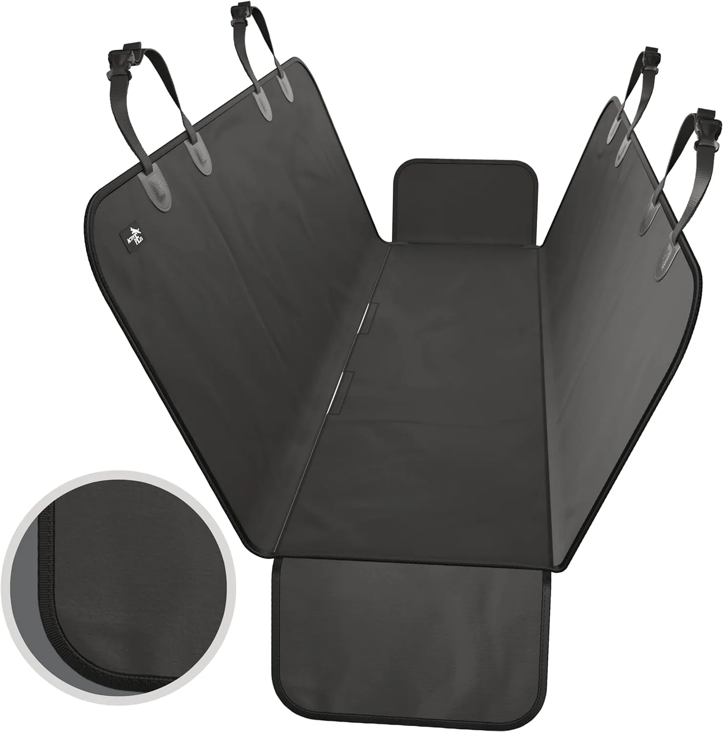 Active Pets Dog Car Seat Cover for Back Seat, Waterproof Pet Hammock Protector, Durable Nonslip Seat Protection SUV Truck, Standard 53"x56", Black