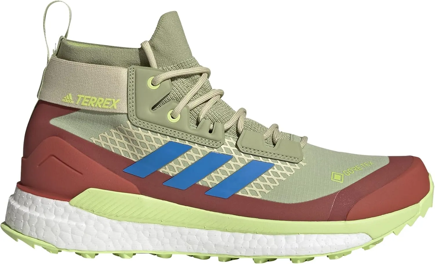 adidas Men's Terrex Free Hiker Gore-Tex Hiking Shoe, Magic Lime/Blue Rush/Pulse Lime - 7.5