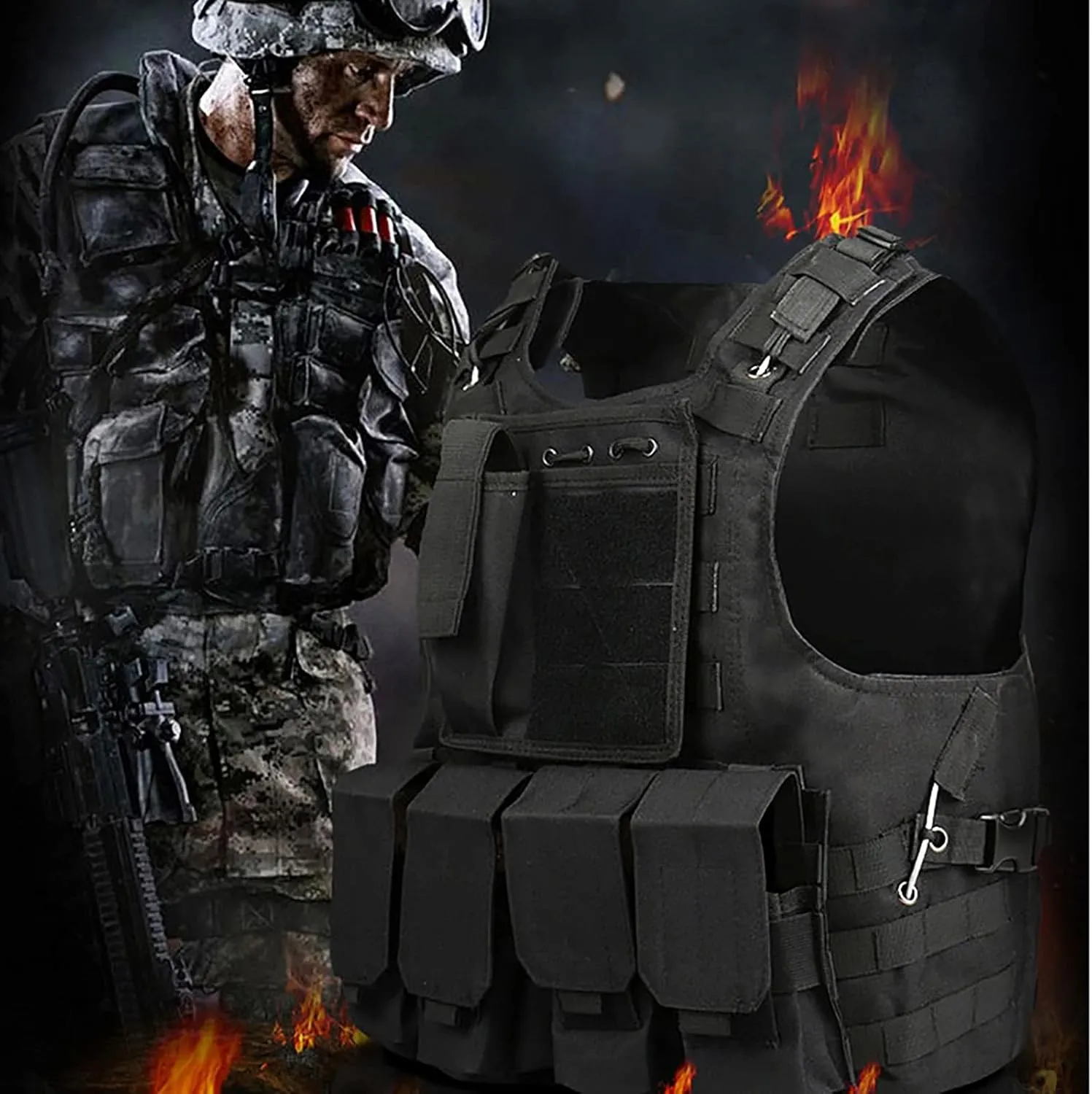 Adjustable Airsoft Vest - Lightweight Oxford Cloth Training Vest for Outdoor Safety Protection and Hunting