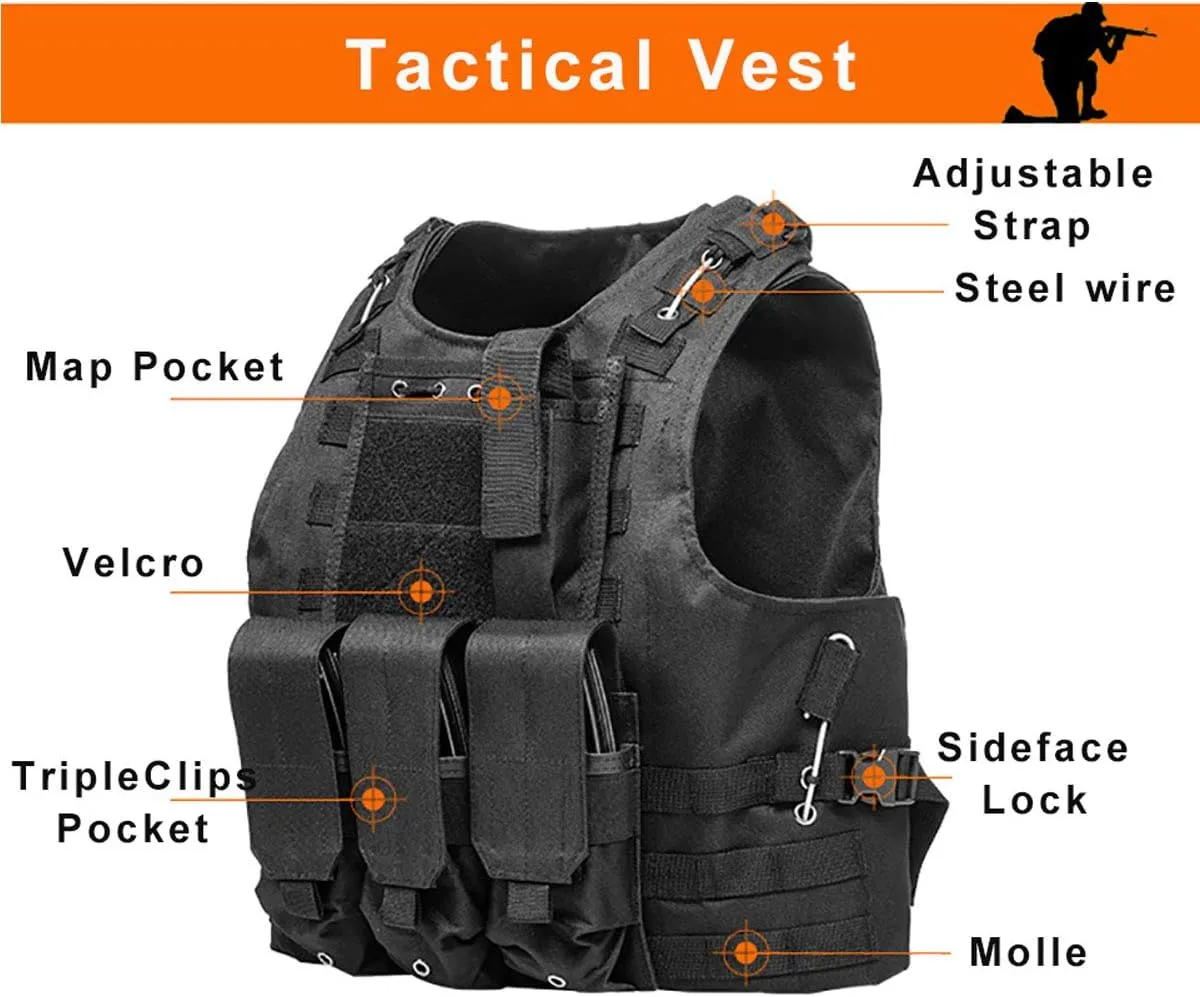 Adjustable Airsoft Vest - Lightweight Oxford Cloth Training Vest for Outdoor Safety Protection and Hunting