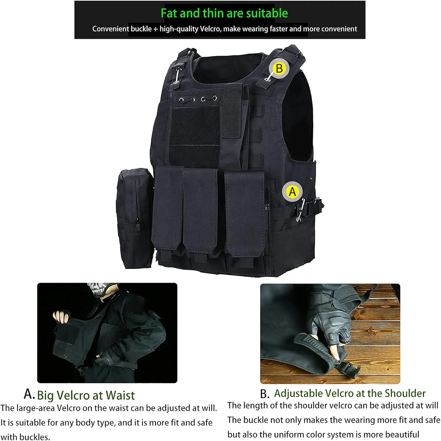 Adjustable Airsoft Vest - Lightweight Oxford Cloth Training Vest for Outdoor Safety Protection and Hunting