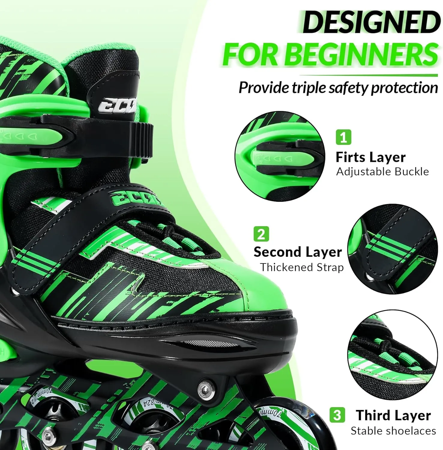 Adjustable Inline Skates Boys and Girls with Light up Wheels，Roller Skates for Kids Ages 4-12, Teen Skates for Beginner Outdoor and Indoor