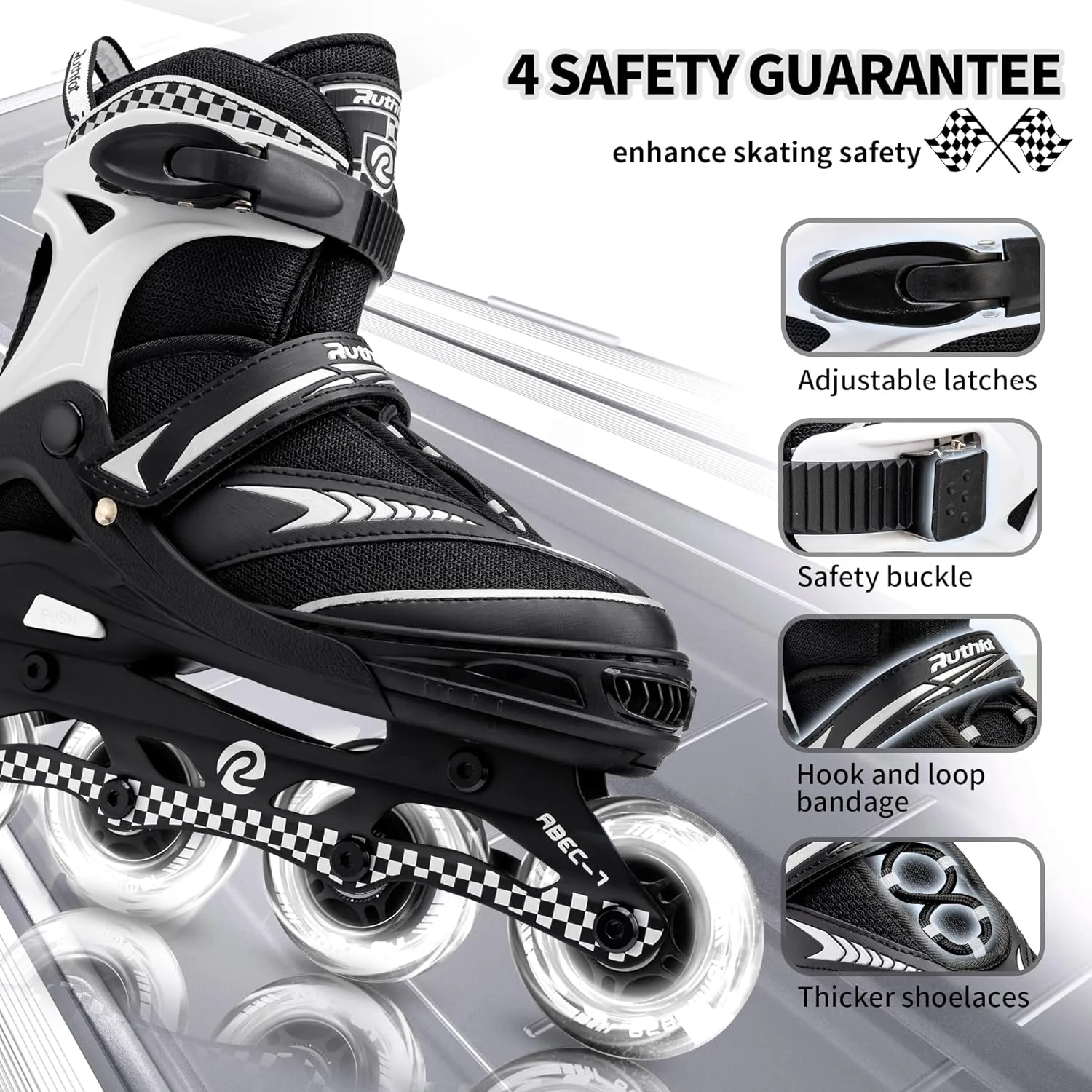 Adjustable Inline Skates for Boys and Girls with Full Light Up Wheels, Outdoor Rollerskates for Kids and Women