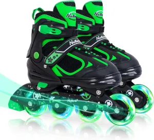 Adjustable Inline Skates for Kids,Red/Black/Blue Blade Roller Skates with Light-up Wheels for Beginner Boys,Girls and Youth Size S-M-L
