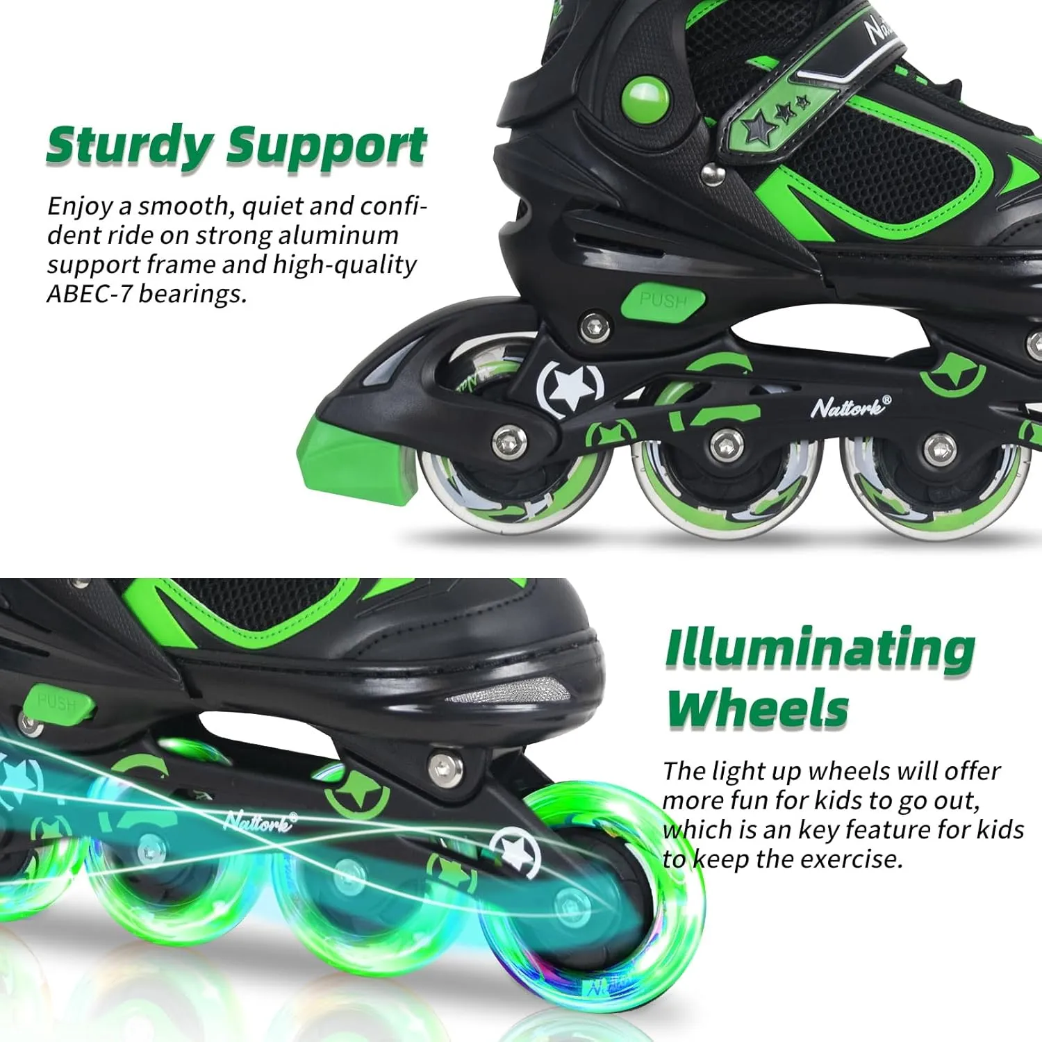 Adjustable Inline Skates for Kids,Red/Black/Blue Blade Roller Skates with Light-up Wheels for Beginner Boys,Girls and Youth Size S-M-L