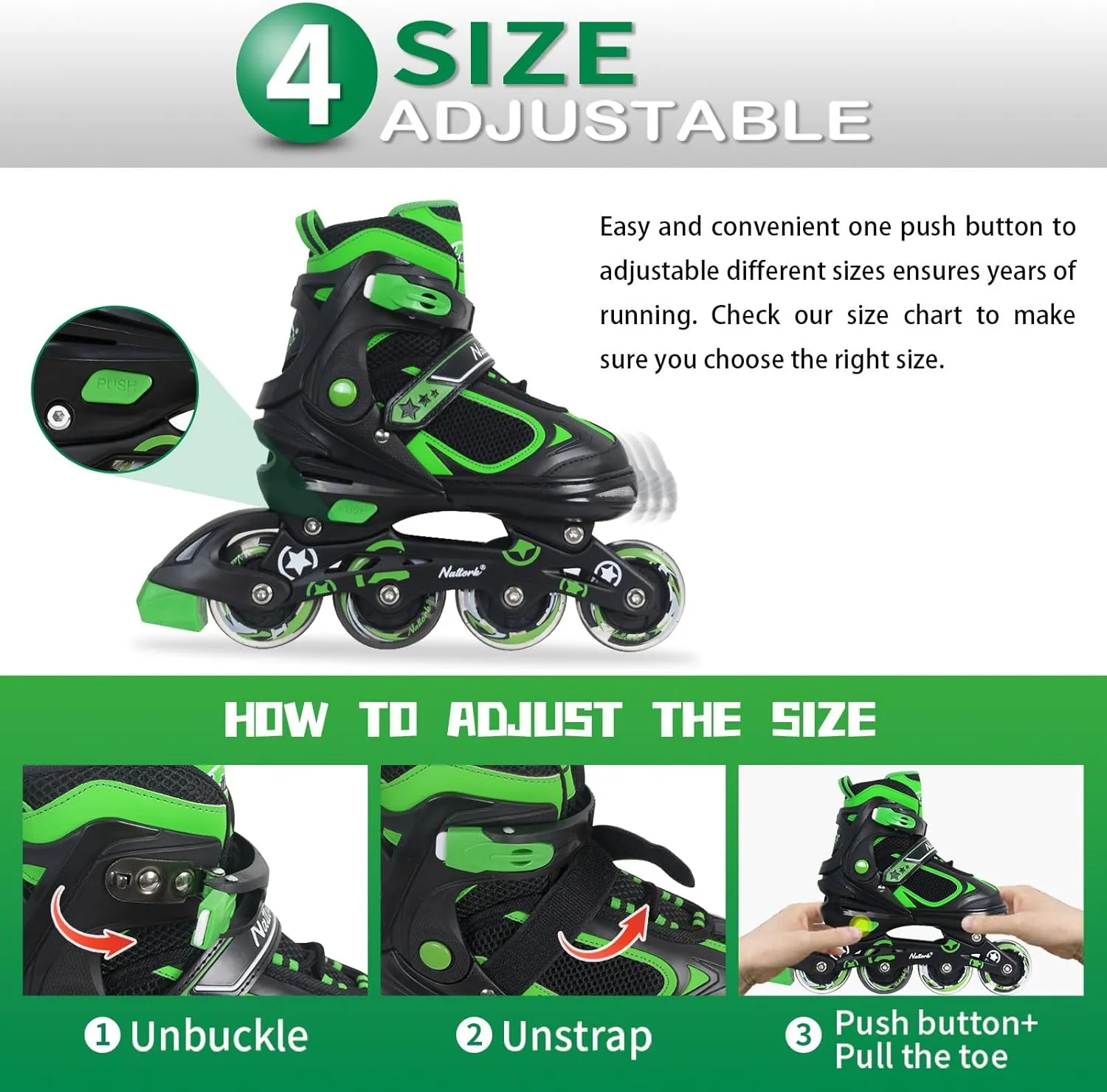 Adjustable Inline Skates for Kids,Red/Black/Blue Blade Roller Skates with Light-up Wheels for Beginner Boys,Girls and Youth Size S-M-L