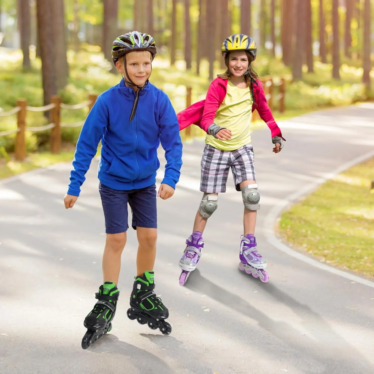 Adjustable Inline Skates for Kids,Red/Black/Blue Blade Roller Skates with Light-up Wheels for Beginner Boys,Girls and Youth Size S-M-L