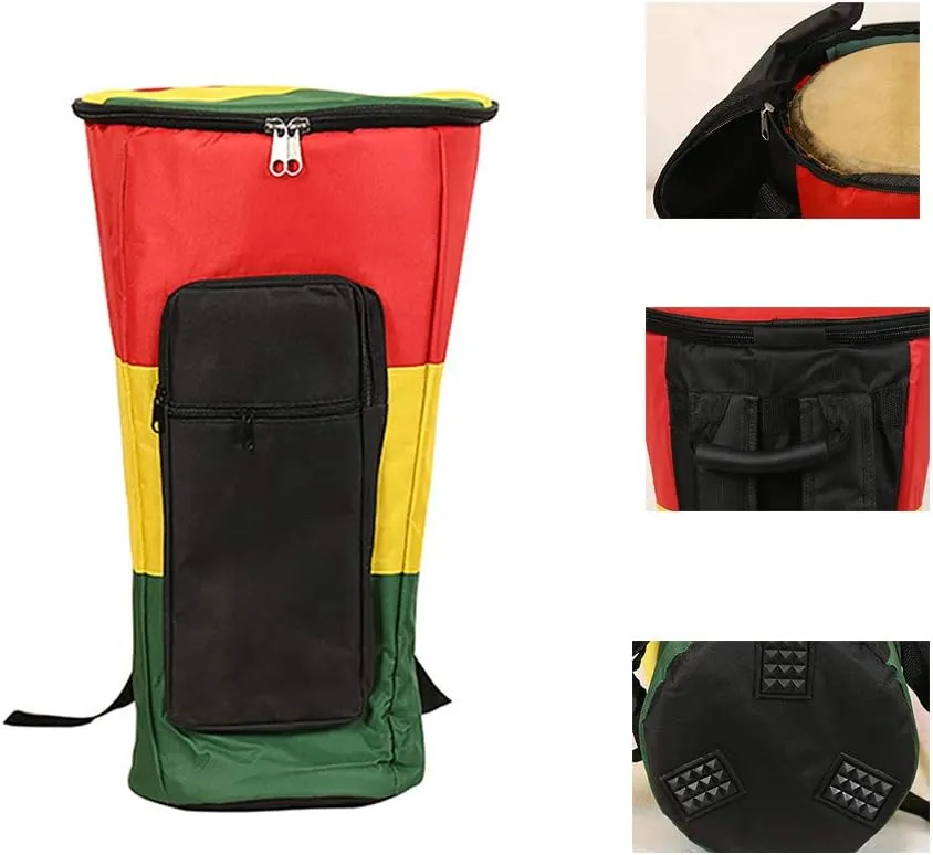African Drum Bag, 13-Inch, Tricolor, Waterproof, Non-Slip, Portable Storage, Mountaineering Bag
