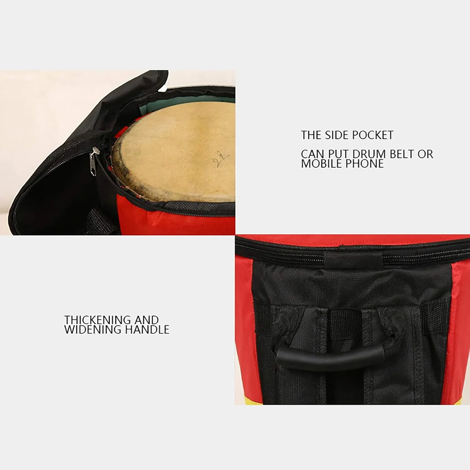 African Drum Bag, 13-Inch, Tricolor, Waterproof, Non-Slip, Portable Storage, Mountaineering Bag