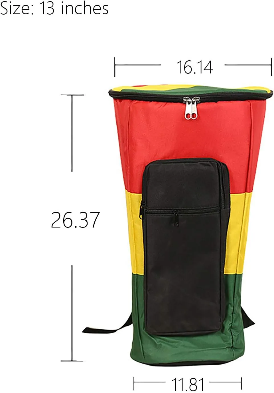 African Drum Bag, 13-Inch, Tricolor, Waterproof, Non-Slip, Portable Storage, Mountaineering Bag