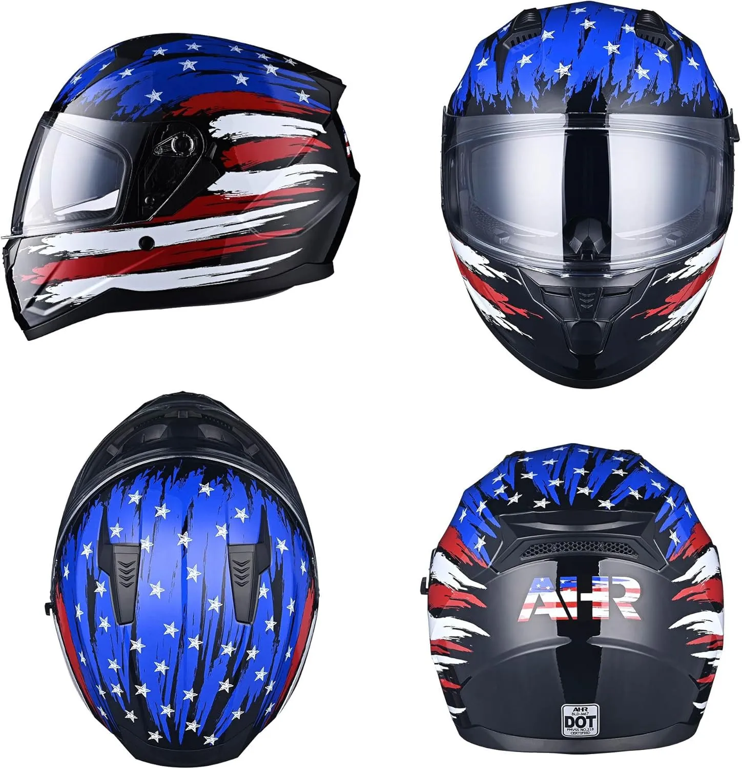 AHR Motorcycle Full Face Helmet Dual Visor Street Bike Lightweight DOT Approved Helmet Snowmobile Touring Sports for Adult Run-F