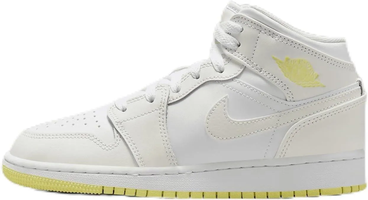 Air Jordan 1 Mid Big Kids' Shoes (FD8780-181, Sail/White/Light Laser Orange) Size 5.5
