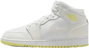Air Jordan 1 Mid Big Kids' Shoes (FD8780-181, Sail/White/Light Laser Orange) Size 5.5