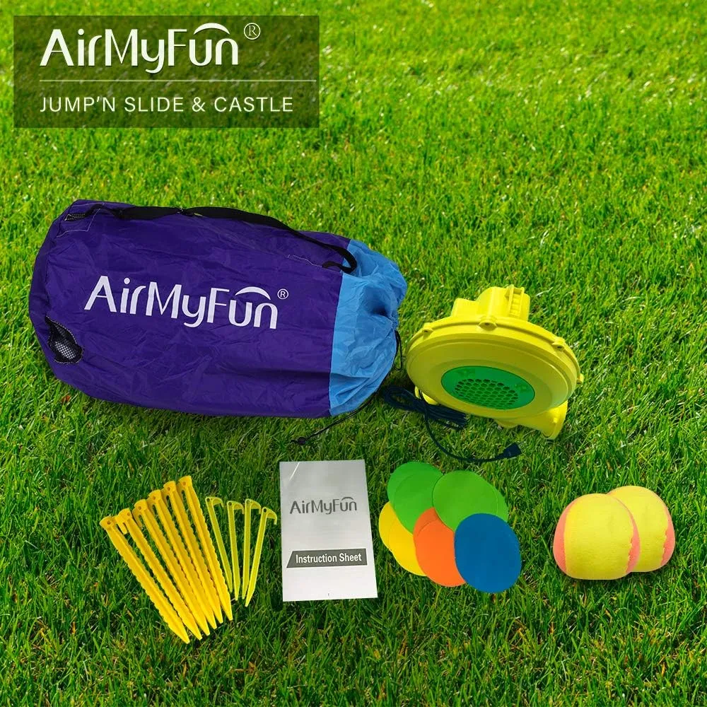 AirMyFun Inflatable Bounce House, Bouncer & Slide with Air Blower, Play House with Ball Pool, Inflatable Kids Slide,Jumping Castle with Carry Bag