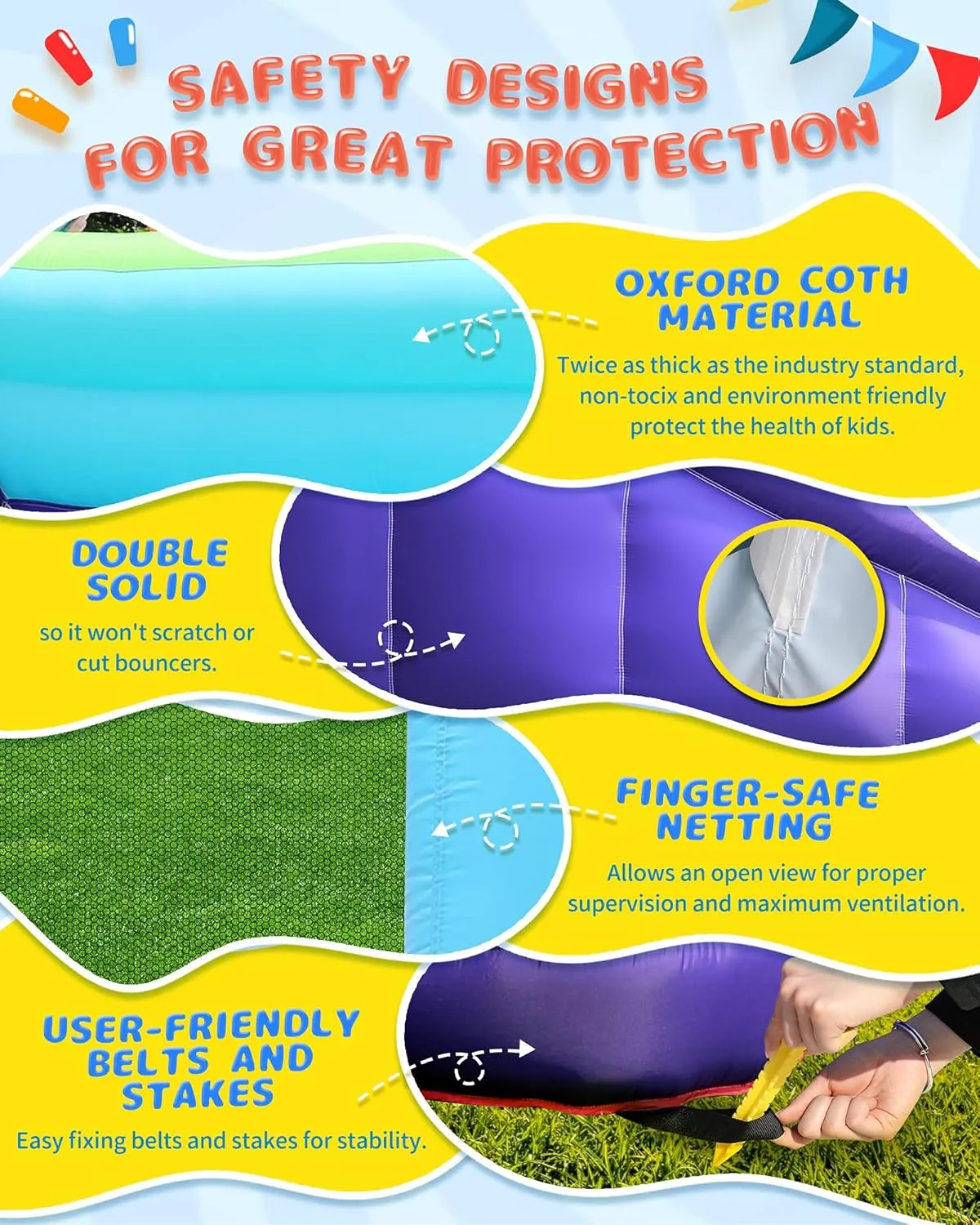 AirMyFun Inflatable Waterslide, Kids Bounce House with Blower, Extended Water Slip Waterslide, Bouncy House Water Park, Dual Slide, Water Spray, Splash Pool, A83023