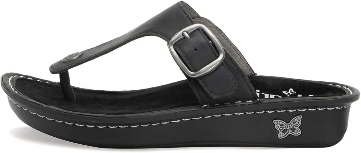 Alegria Women Vella - Timeless Comfort, Arch Support and Travel Style - Casual Flip Flop Slide for Everyday Elegance - Lightweight Leather Thong Sandal