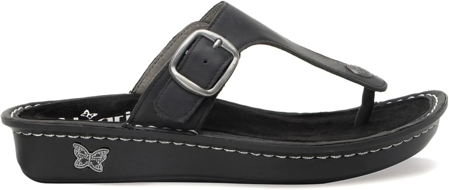 Alegria Women Vella - Timeless Comfort, Arch Support and Travel Style - Casual Flip Flop Slide for Everyday Elegance - Lightweight Leather Thong Sandal