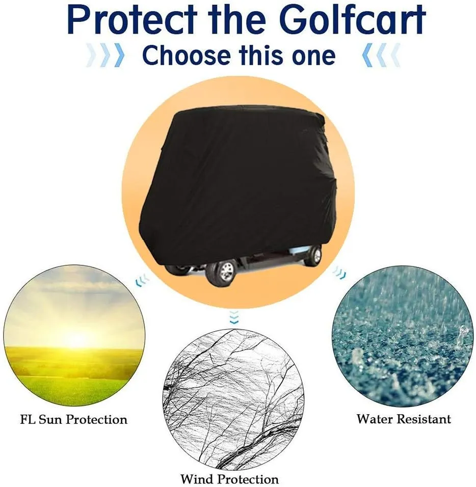 ALGFree Golf Cart Cover Passenger Waterproof Dust Prevention Sunproof Carts Storage Covers (Color : 600D, Size : 242x122x168CM)