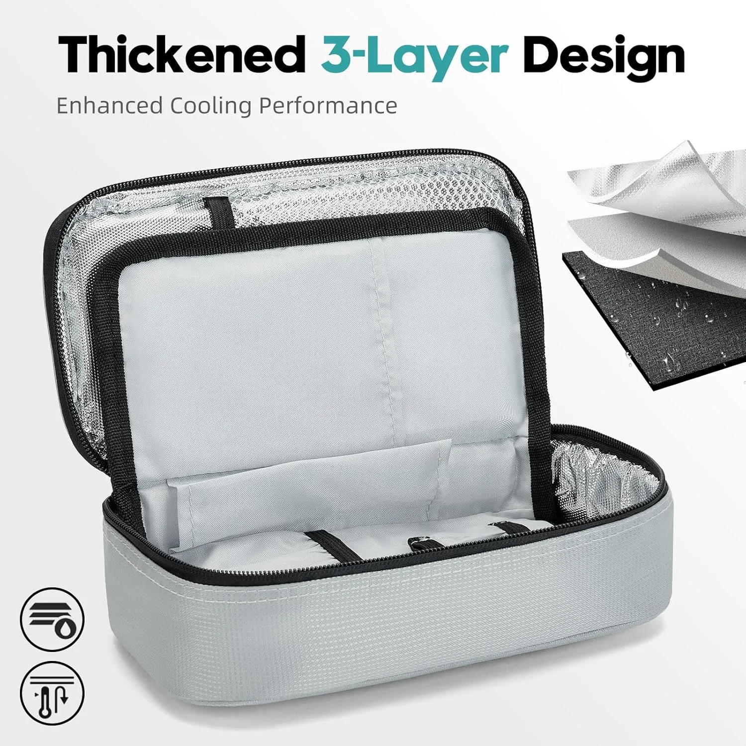 ALLCAMP Insulin Cooler Travel Case with 4 Ice Pack and Insulation Liner for Diabetic Organize Medication (9X 4.72x 3.14 inches)