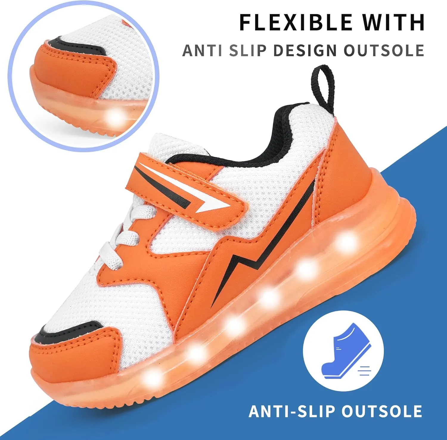 AMZZPIK Light Up Shoes for Boys Girls Toddler LED Flashing Sneakers Breathable Sport Walking Shoes for Kids