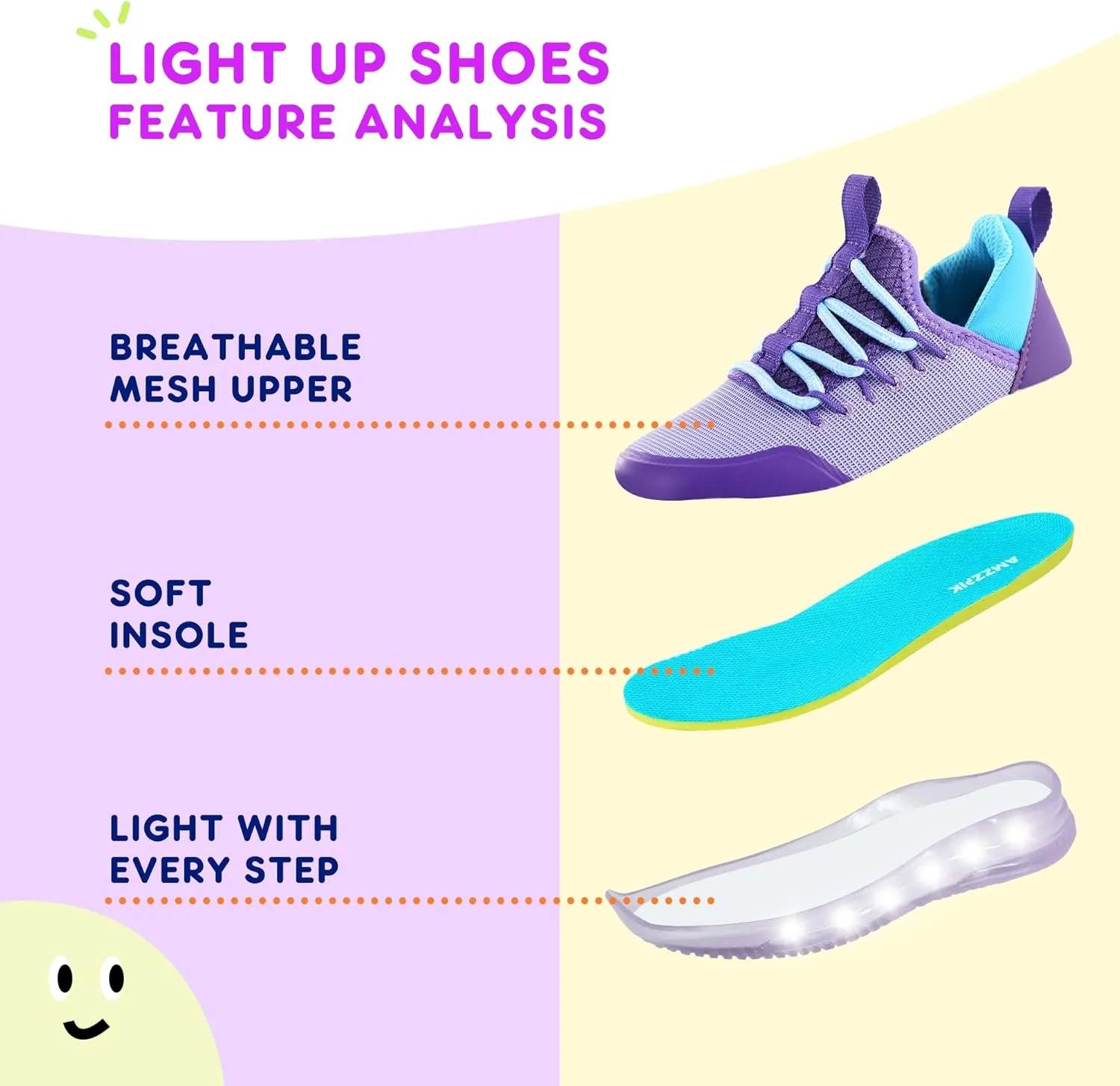 AMZZPIK LUMIKICK Light Up Shoes for Boys Girls Kids Tennis Sneakers Walking Led Glow Shoe for Toddler