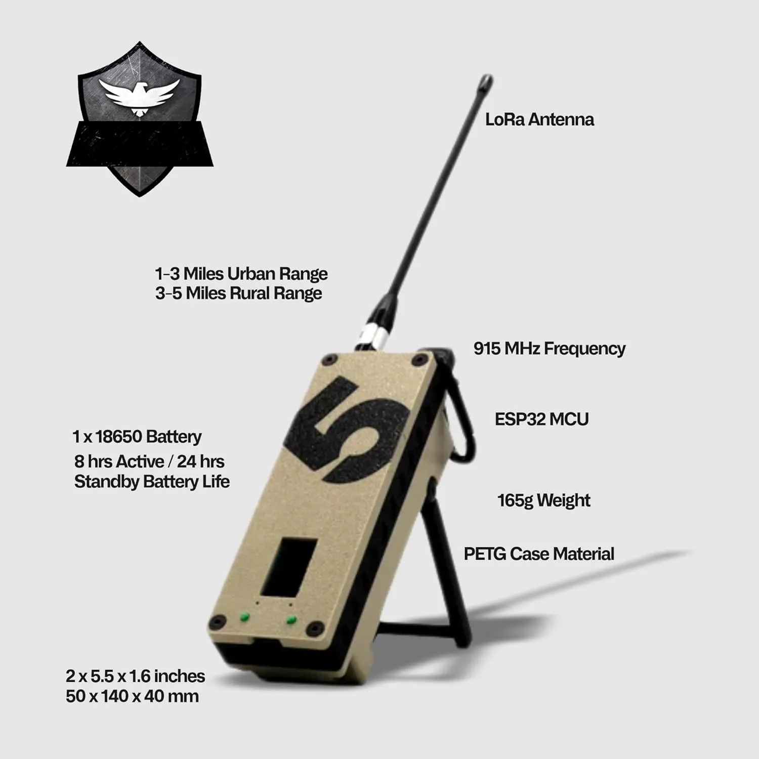 ATAK Enabled S5 Trekker Bravo LoRa Radio SX1262 with Meshtastic and GPS Enabled, Fully Flashed - Off-Grid Communication Device from spec5-Desert Sand