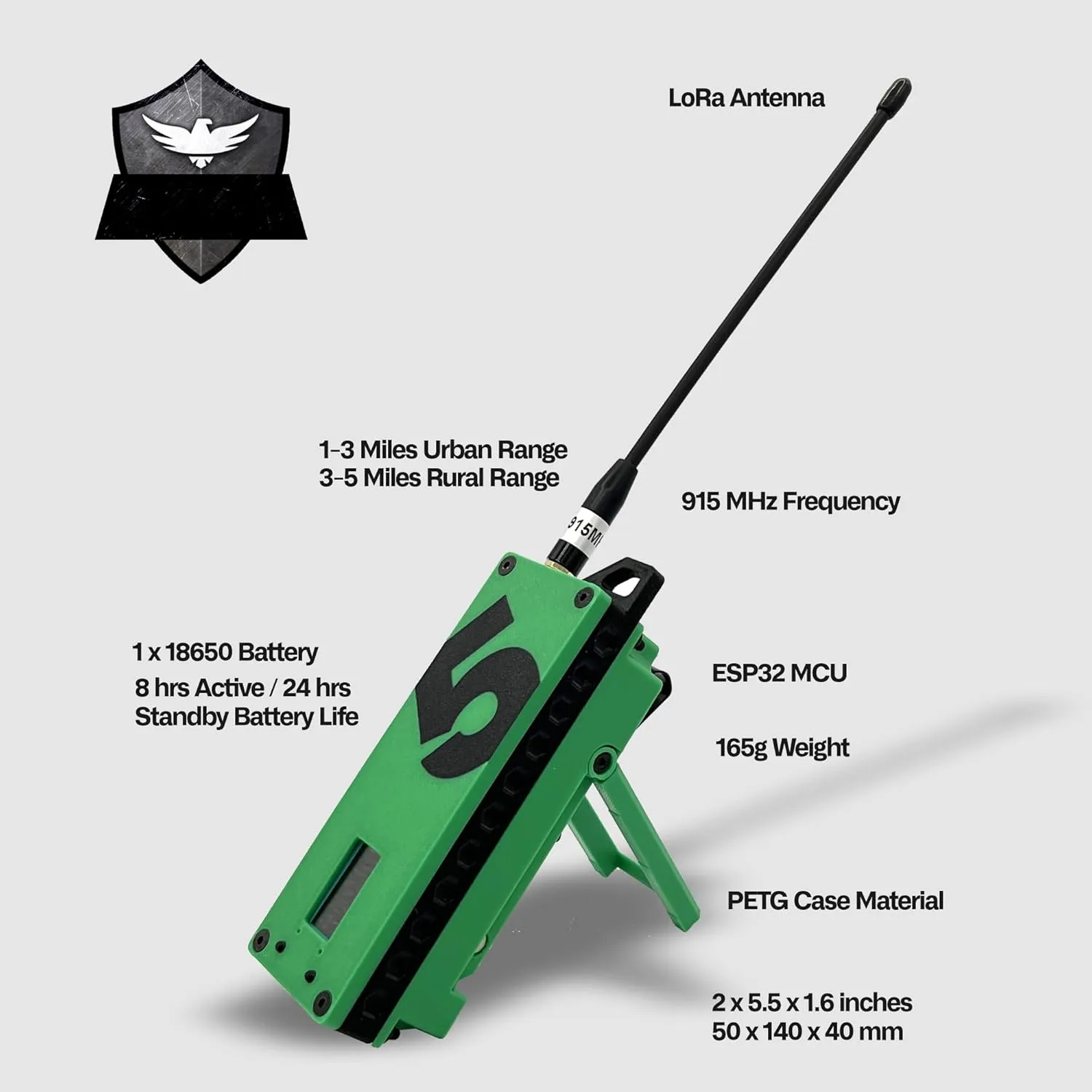 ATAK Enabled S5 Trekker Bravo LoRa Radio SX1262 with Meshtastic and GPS Enabled, Fully Flashed - Off-Grid Communication Device from spec5-Green