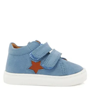 Atlanta Mocassin Blue Nubuck Star Velcro  Baby Sneaker