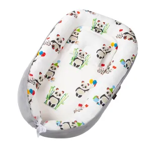 Baby nest for Newborns 0–24 Months – CPSC Certified Snuggle Me Lounger, Cute Panda Design, Portable & Reversible Infant Lounger, Breathable Pillow, Baby Registry Gift Essential