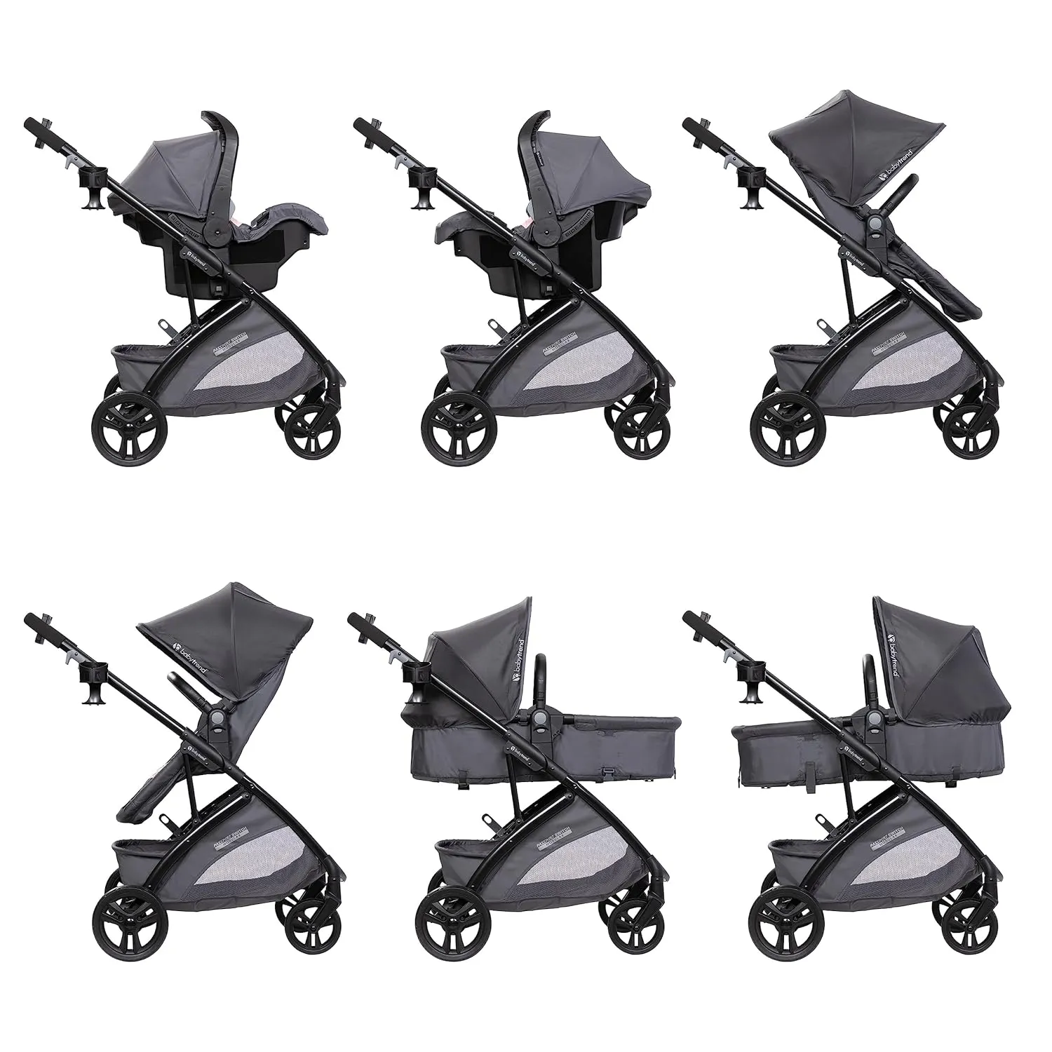 Baby Trend Passport® Switch 6-in-1 Modular Stroller Travel System with EZ-Lift™ PLUS Infant Car Seat, Dash Pink