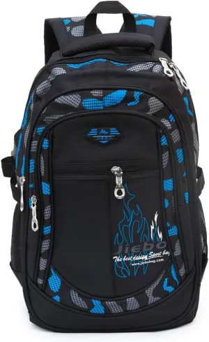 Backpack Boys Elementary School Bookbag Durable Heavy Duty Student Teenage Sturdy Kids Travel Waterproof Big (Blue) Large