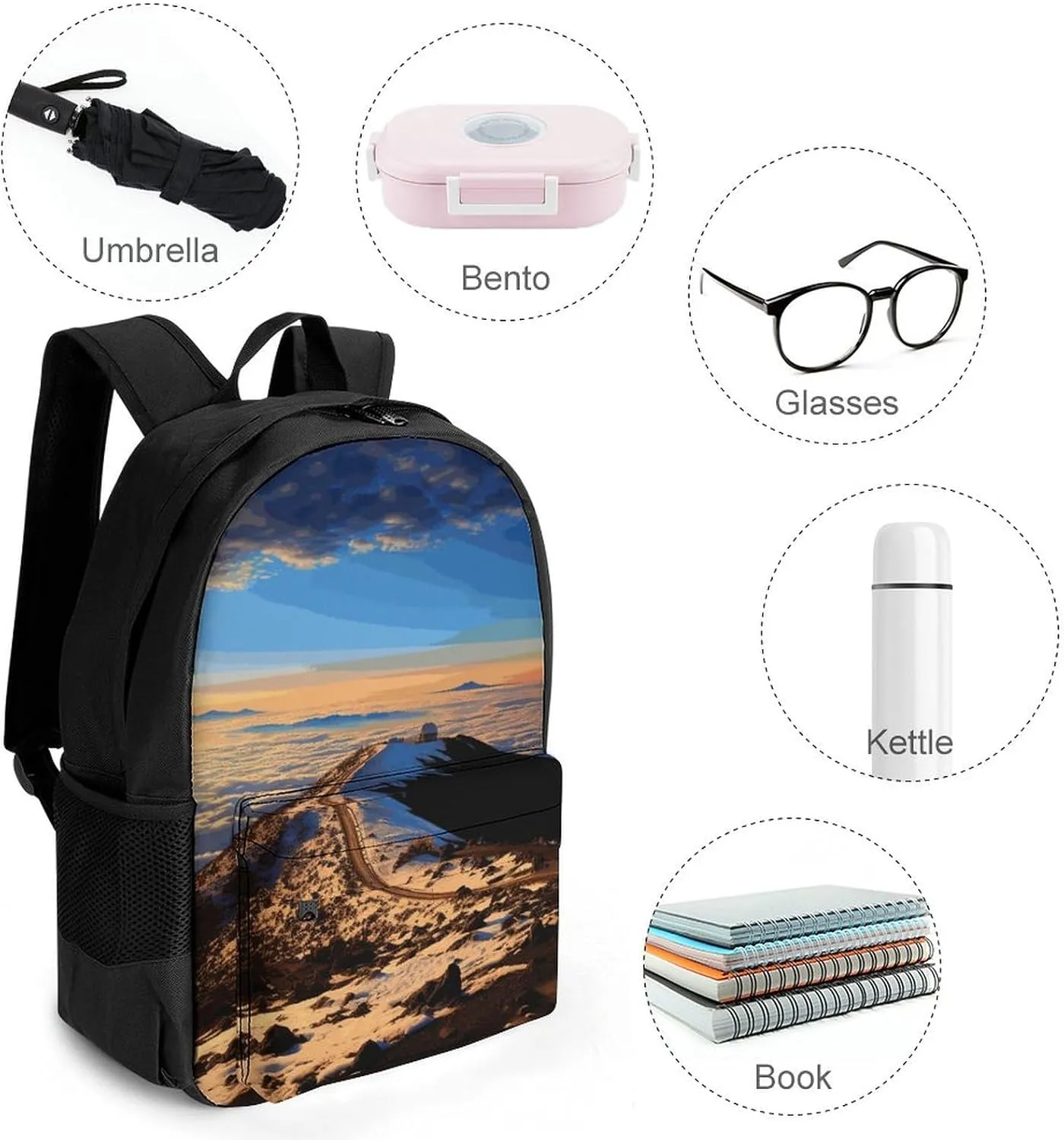 Backpack for Men Women Laptop Backpack Mauna Kea Summit Sunset Casual Daypack Laptop Bag for Travel